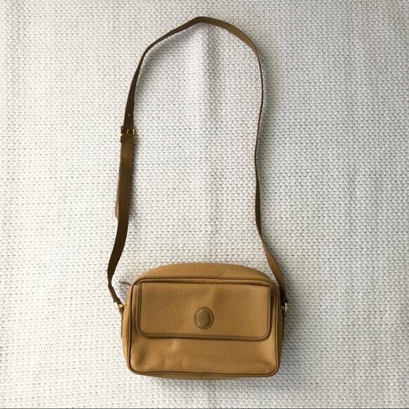 Mark Cross Vintage Tan Leather Rectangular Front Flap Top Zipper Crossbody Bag - Picture 1 of 14